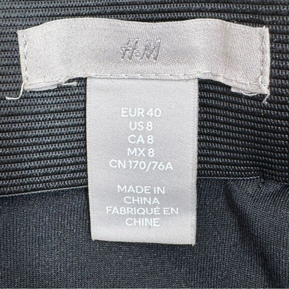 H&M Tweed A Line Skirt Rhinestone Faux Buttons Black 8 - Picture 10 of 14